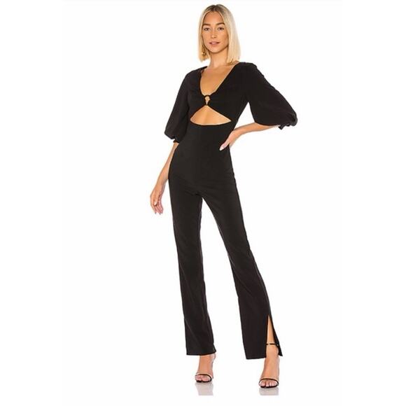 Camila Coelho Pants - Camila Coelho Black Cutout Jumpsuit Medium W/split bell bottom pant. Holiday